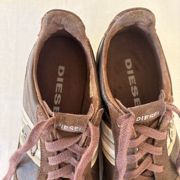 Y2K Vintage DIESEL CHEJU 78 Brown Women's Leather Sneakers Shoe Size 7.5 - Picture 7 of 13